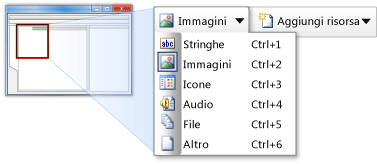 Voci del menu Progettazione risorse