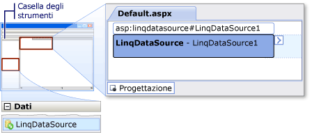 Aggiungere il controllo LinqDataSource alla finestra di progettazione