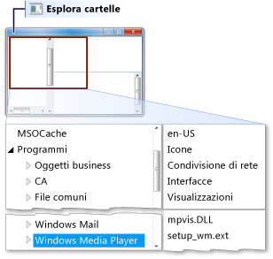 Visualizzazione della struttura ad albero e visualizzazioni elenco di FolderExplorer