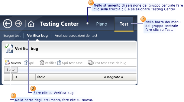 Invio di un bug in Microsoft Test Manager