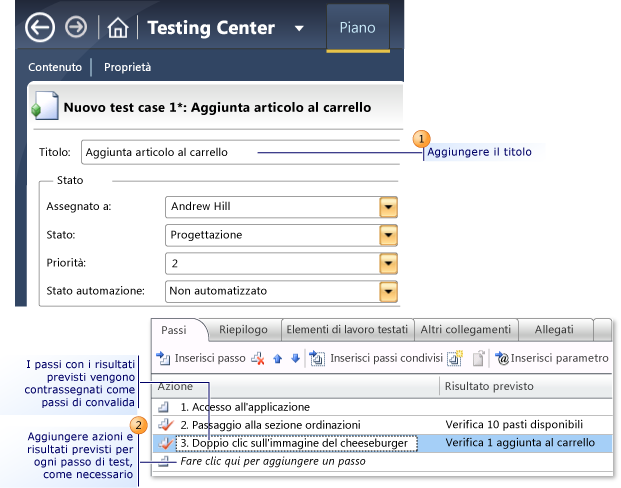 Creare un test case