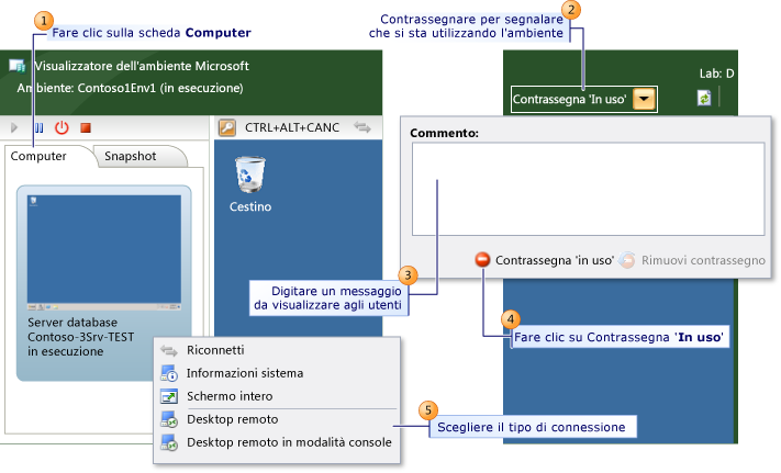 Passaggi per connettersi a un ambiente