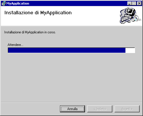 Schermata iniziale dell'interfaccia utente di distribuzione