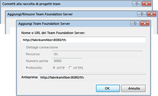 Aggiungere Team Foundation Server