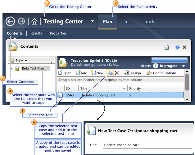 Creare una copia di un test case in un gruppo di test