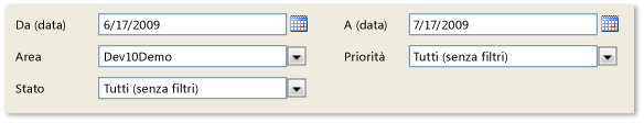 Filtri per il rapporto Conformità test case