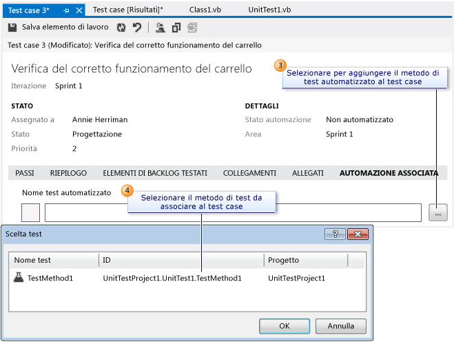 Associare l'automazione a un test case