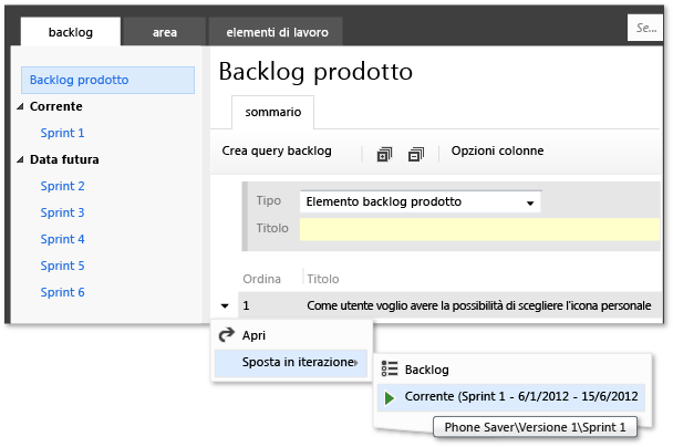 Spostare un elemento nell'iterazione corrente (menu)