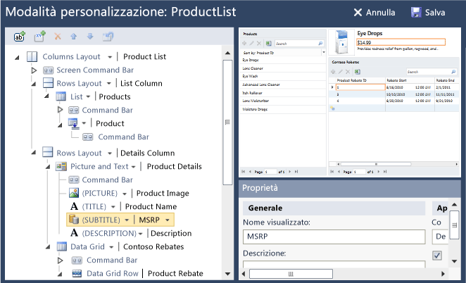 Personalizzazione in fase di progettazione