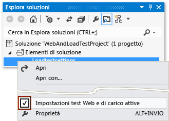 Definire impostazioni attive per test di carico e delle prestazioni Web