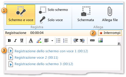 Avviare la registrazione di una sessione di feedback