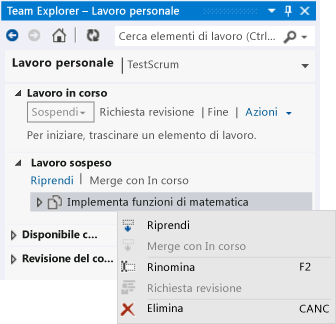 Ripresa e completamento di un'attività