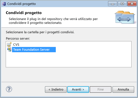 Condividere il progetto in Team Foundation Server