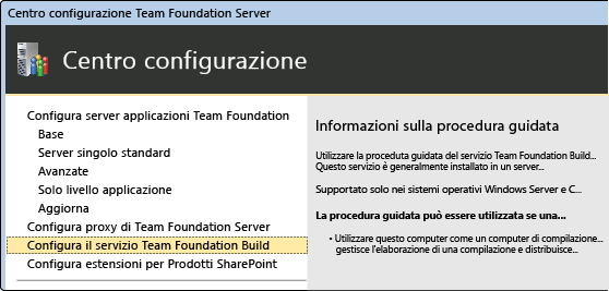 Centro configurazione di Team Foundation Server