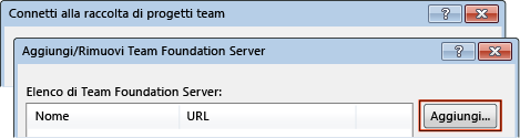 Aggiungere Team Foundation Server