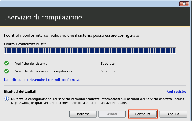 Configurare il server di compilazione