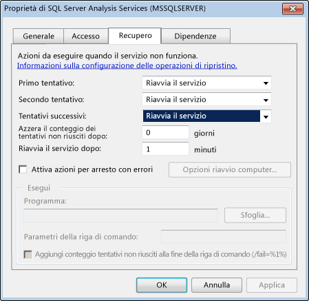 Proprietà di Analysis Services