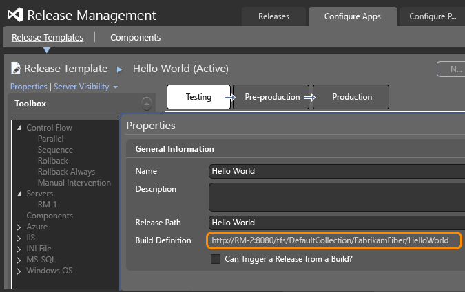 Create a release template to use the release path