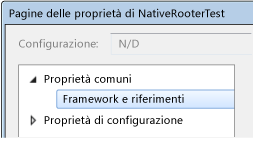 Proprietà progetto C++ - Framework e riferimenti