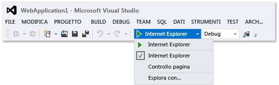 Selezionare opzioni di debug del Web browser