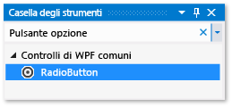 Finestra Casella degli strumenti con il controllo RadioButton selezionato