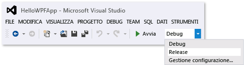 Barra degli strumenti standard con l'opzione Release