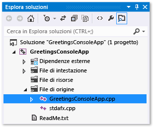 File per la soluzione in Esplora soluzioni