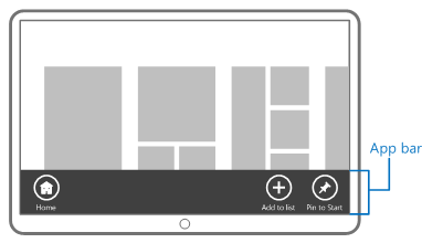 Barra dell'app sul bordo inferiore dello schermo