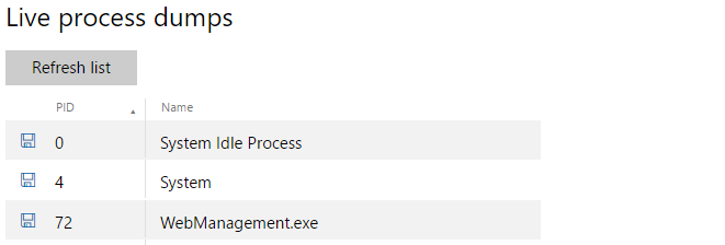 Debug con dump di processo