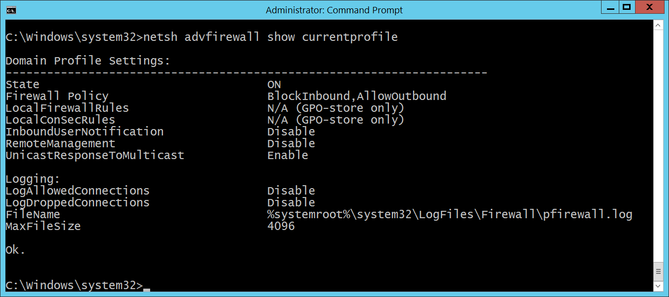 Netsh advfirewall command illustration