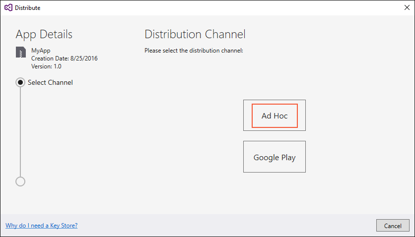 Distribution Channel dialog