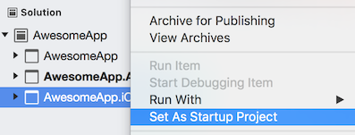Impostare il progetto di avvio su iOS