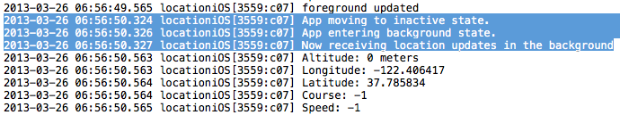 Esempio di output del percorso nella console