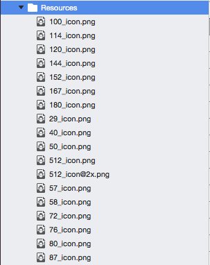 La cartella Resources dovrebbe essere simile alla seguente
