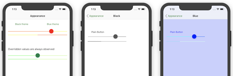 L'applicazione di esempio Aspetto illustra tutti e tre i metodi