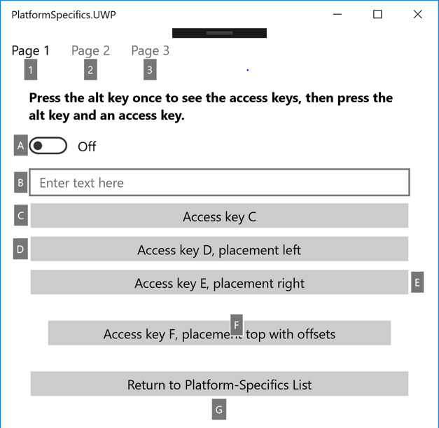 Chiavi di accesso di VisualElement specifiche della piattaforma