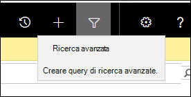 Screenshot del pulsante Ricerca avanzata.