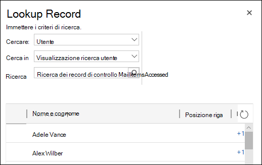 Record di ricerca.