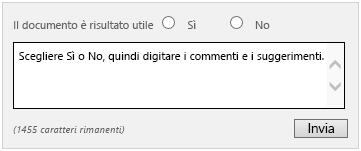 Lo strumento Commenti e suggerimenti viene visualizzato alla fine di tutti gli articoli della raccolta di documentazione tecnica di Project Server in TechNet.