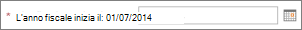 Data di inizio periodo fiscale.