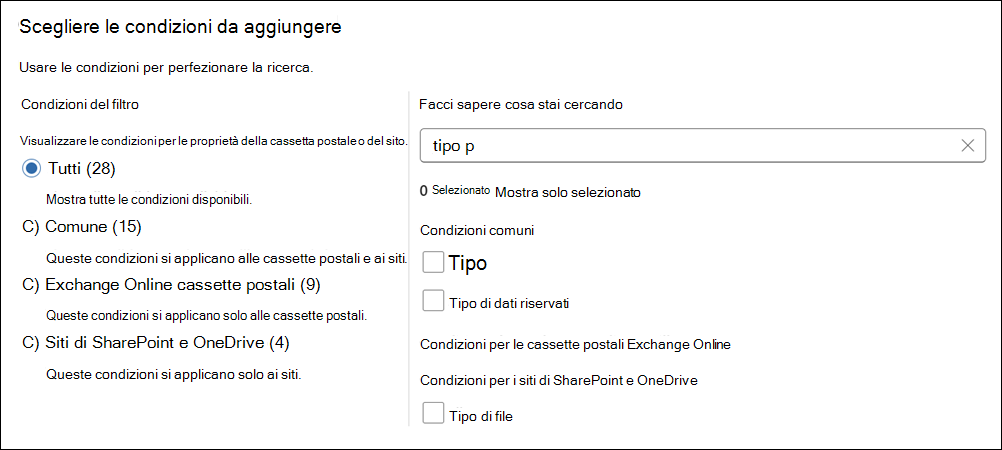 Esempio di selezione condizione.