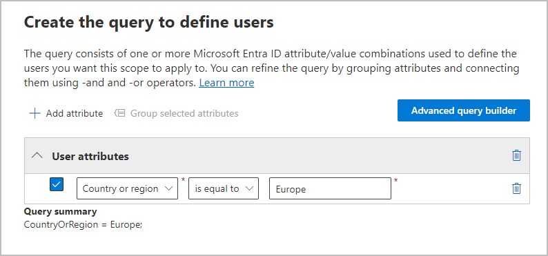 Esempio di configurazione dell'ambito adattivo.