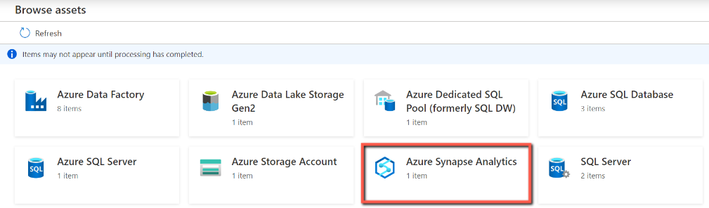 Esplorare gli asset Azure Synapse in Microsoft Purview.