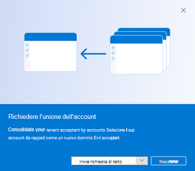 Screenshot del popup invia unione in un account secondario.
