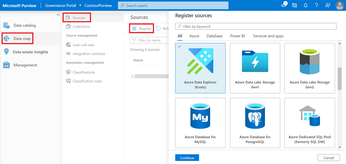 registrare una nuova origine dati