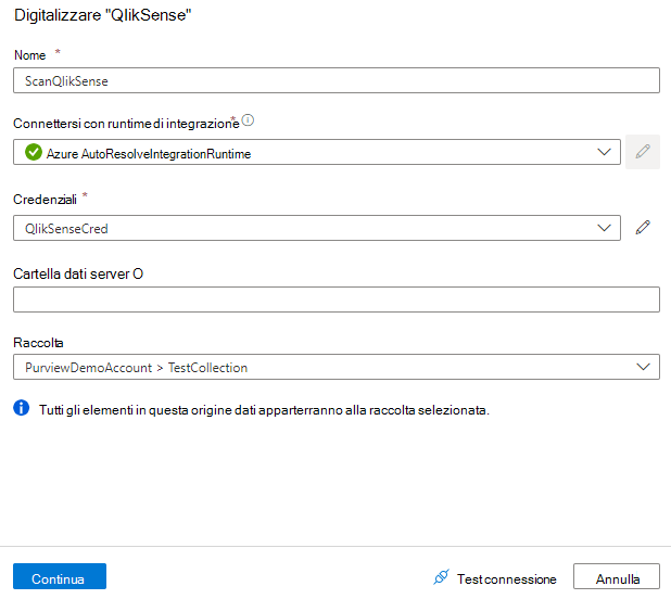 Screenshot della configurazione di un'analisi di Qlik Sense.