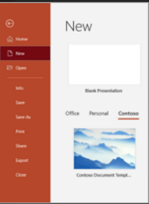 Selezione di un modello in PowerPoint