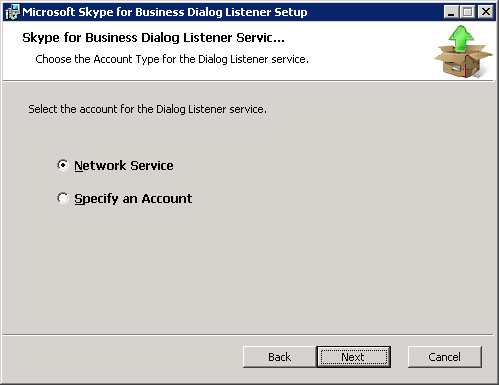 Dialog listener account type