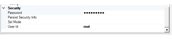 Screenshot di connessione a MySQL con il provider .NET, 2 di 2.