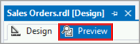 Screenshot della scheda Anteprima in Report Designer.
